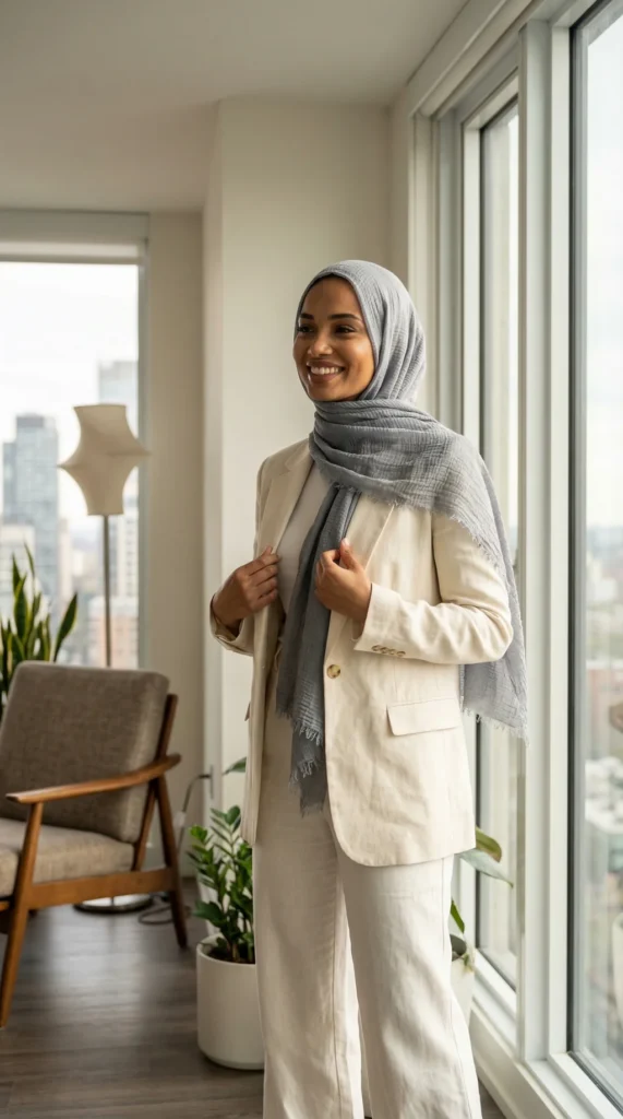 Hijab Froissé Grey - Lifestyle Photo - Model Style: Hijabi