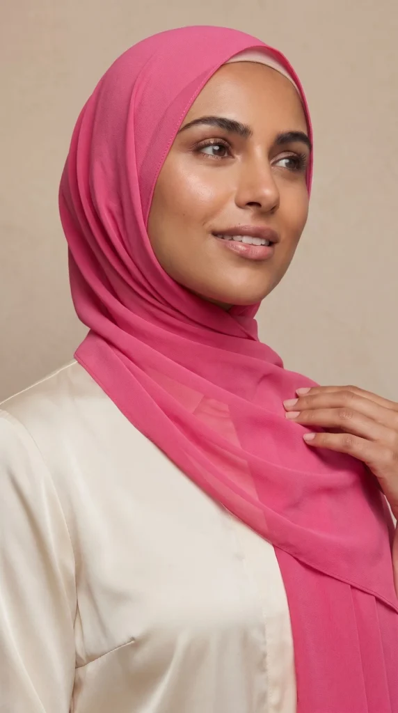 Hijab Mousseline Rose intense Premium Collection