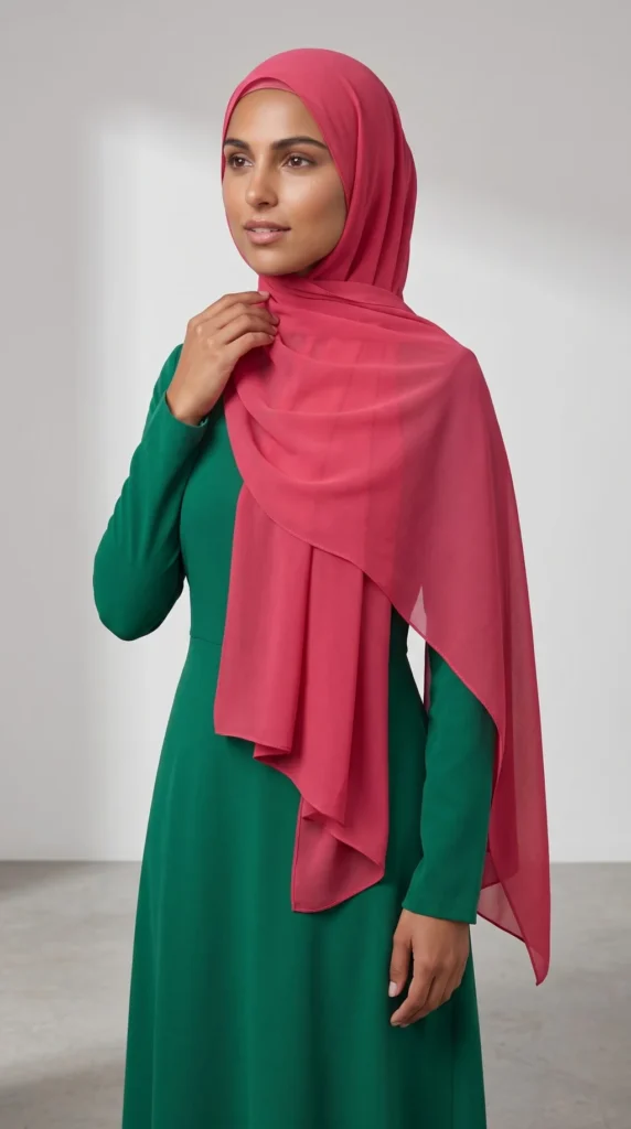 Hijab Mousseline Rose intense Premium Collection – view 2