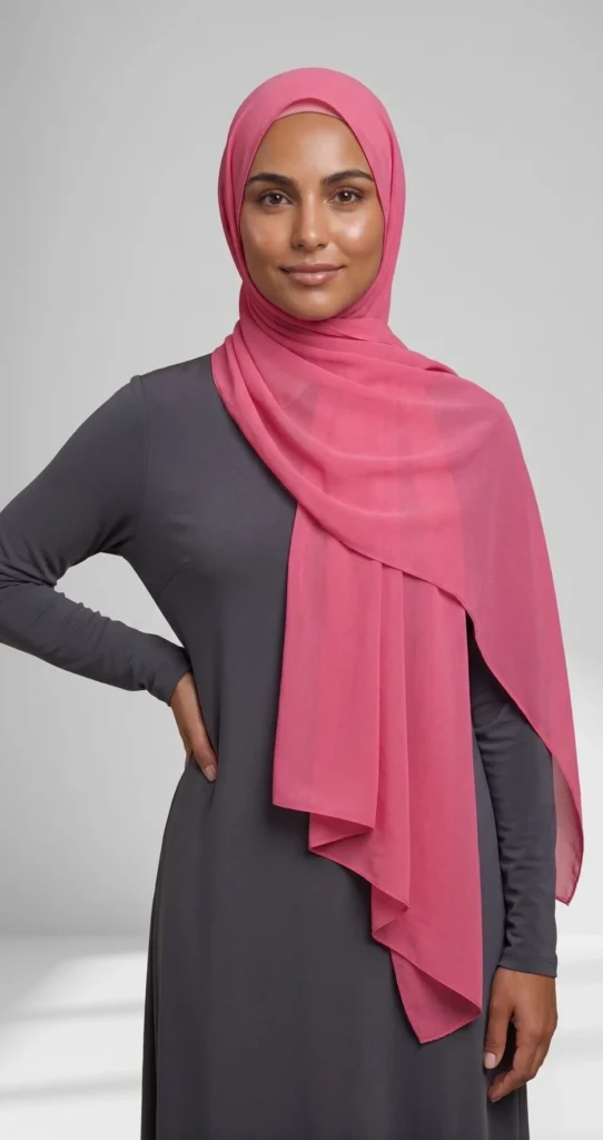 Hijab Mousseline Rose intense Premium Collection – view 4