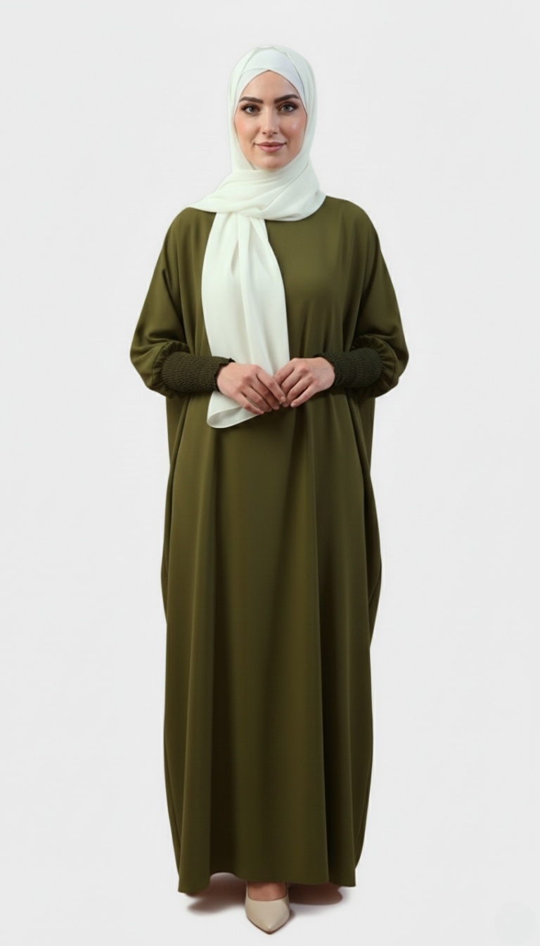 Abaya Soie de Medine_kaki Abaya Soie de Medine kaki