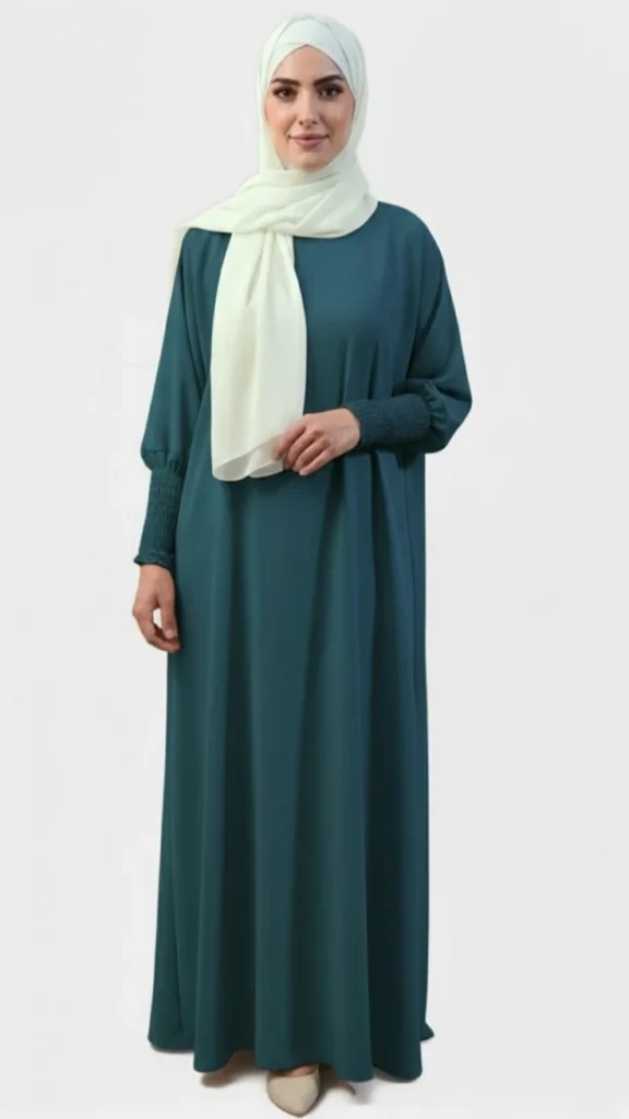 Abaya soie de médine Bleu canard – view 1