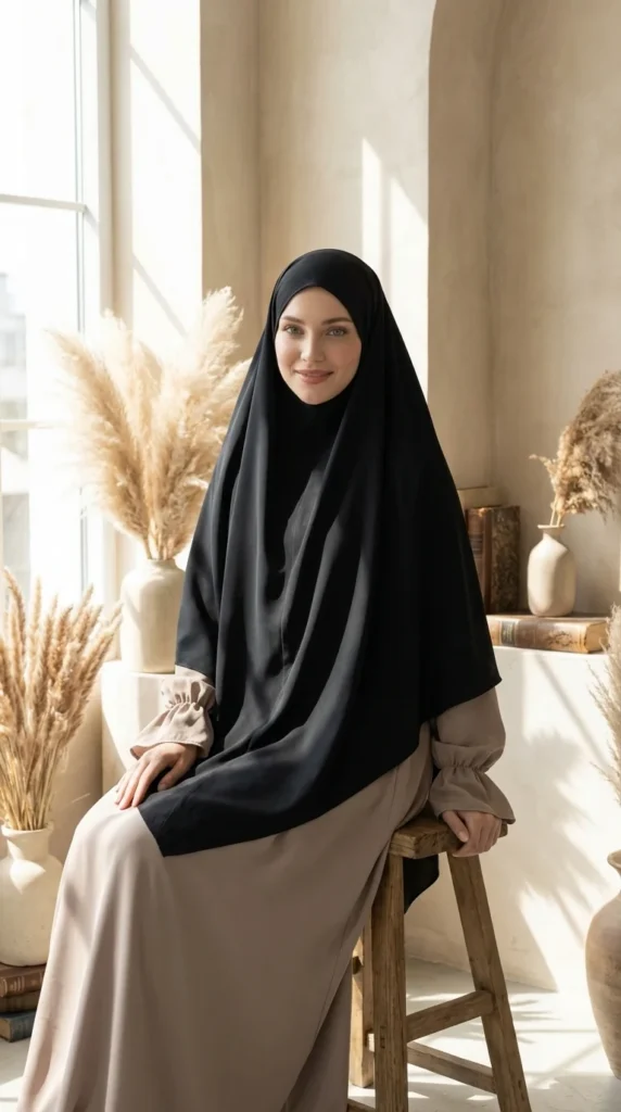 Khimar long Noir – view 2