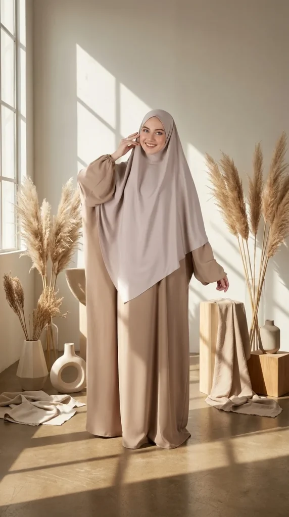 Khimar soie de médine Beige – vue 2