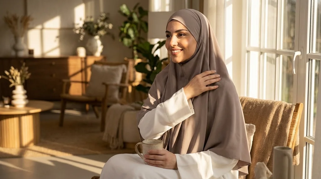 Khimar Soie de medine Taupe 2 Khimar Soie de medine Taupe