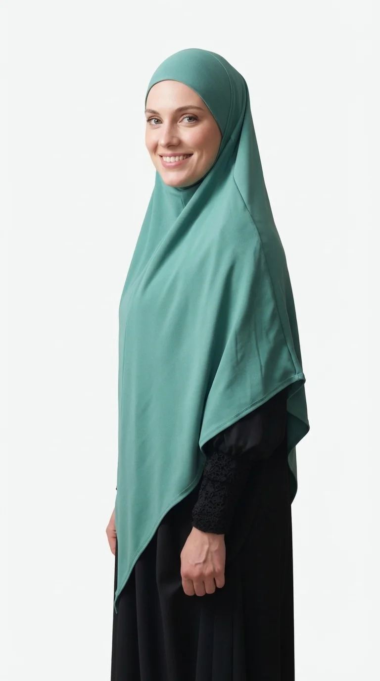 Khimar Vert d'Eau-clean-1 Khimar long Vert d'Eau – Image 1