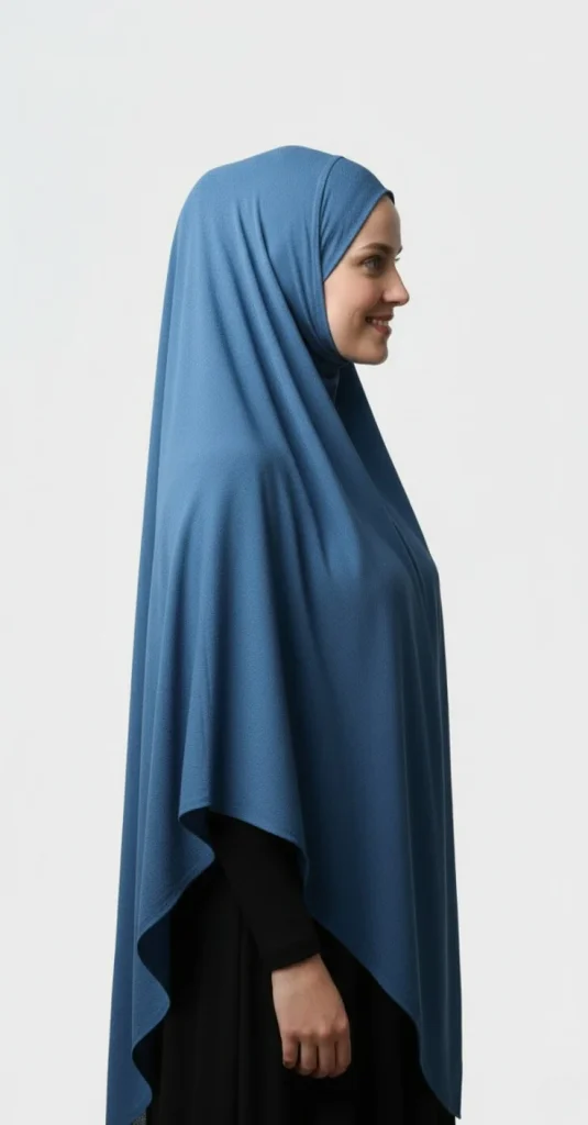 Long denim Khimar 3-4