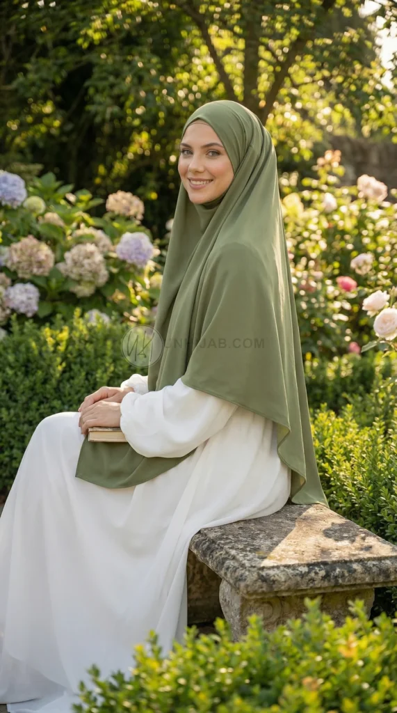 Khimar soie de medine olive