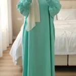 Abaya soie de médine turquoise