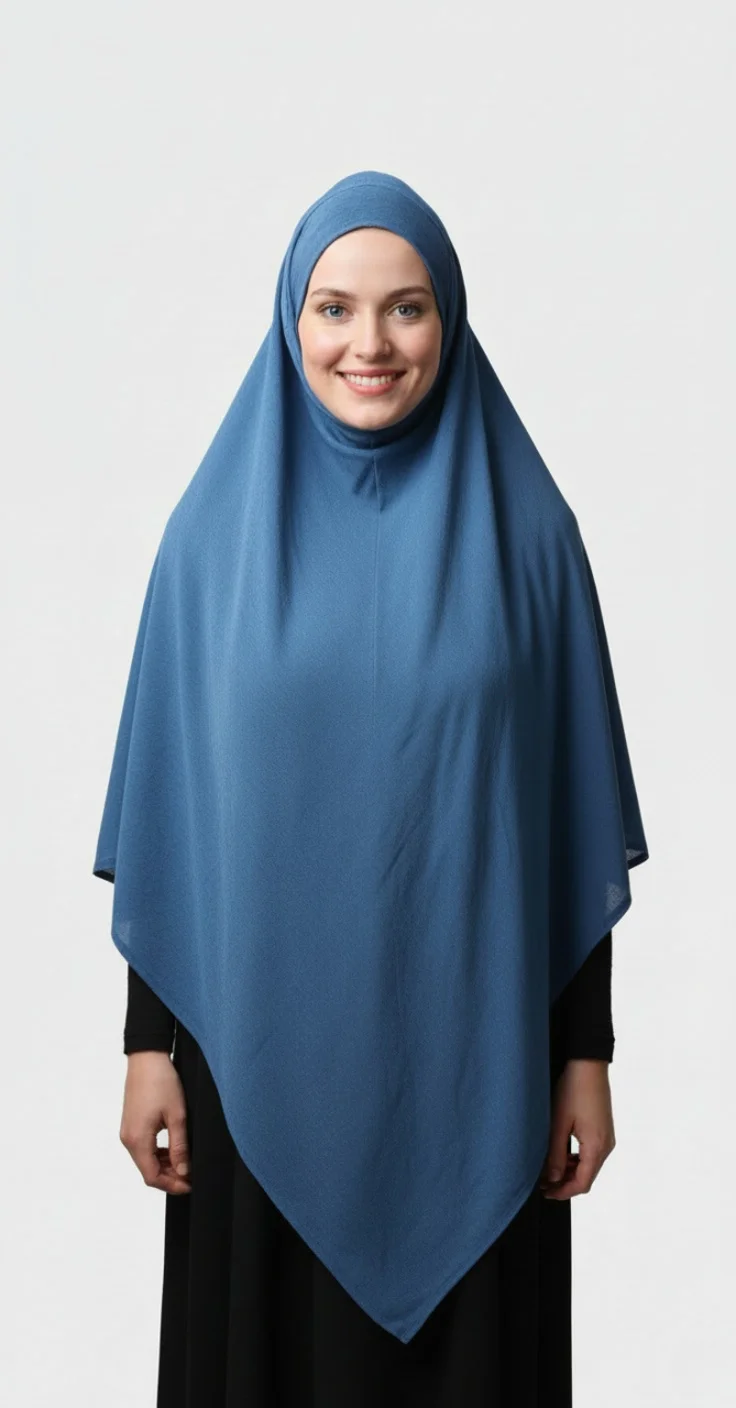 khimar-long-bleu-denim_ Khimar long Denim – Image 1