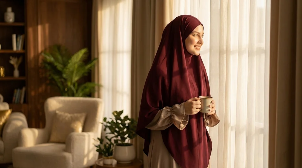 Khimar soie de médine Bordeaux 1 Khimar soie de médine Bordeaux