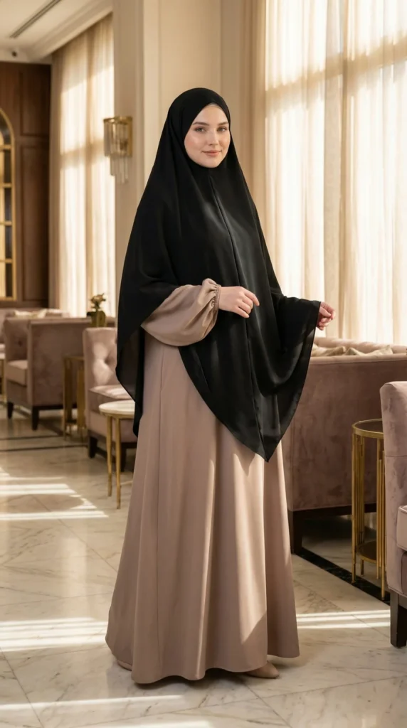 Khimar soie de médine Noir – view 1