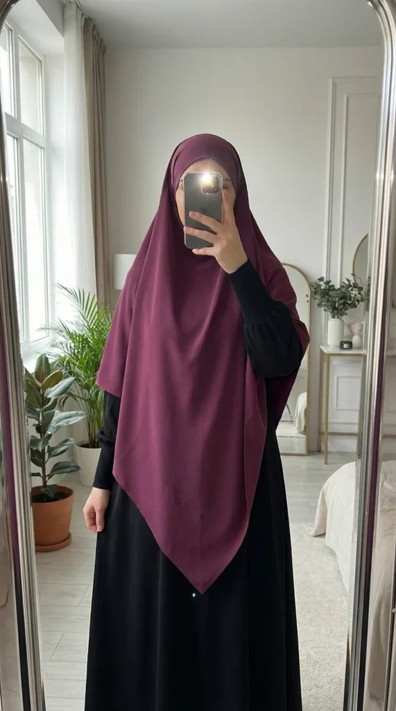 Khimar soie de médine Prune – vue 2