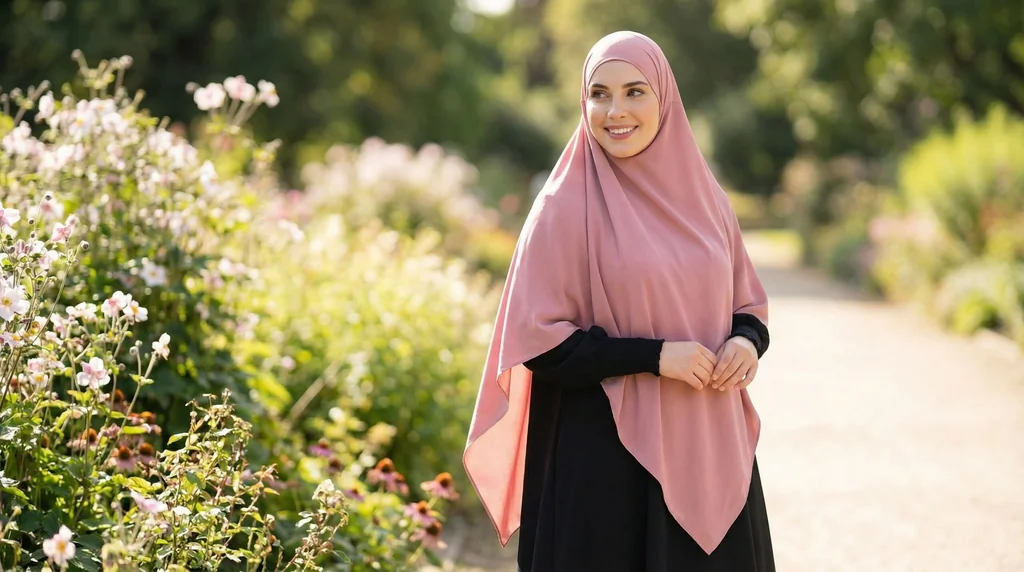 Khimar Soie de médine rose 2 Khimar Soie de médine rose