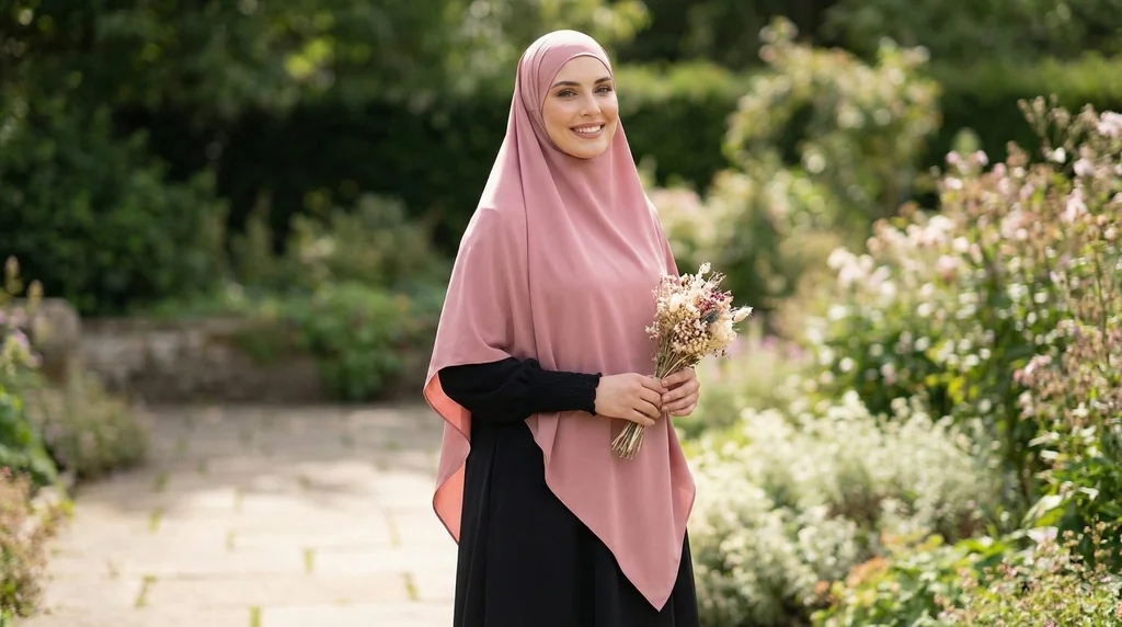 Khimar Soie de médine rose 1 Khimar Soie de médine rose