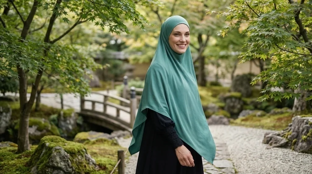 Khimar long Vert d'Eau 1 khimar-vert-eau-jardin-hijabi-lifestyle