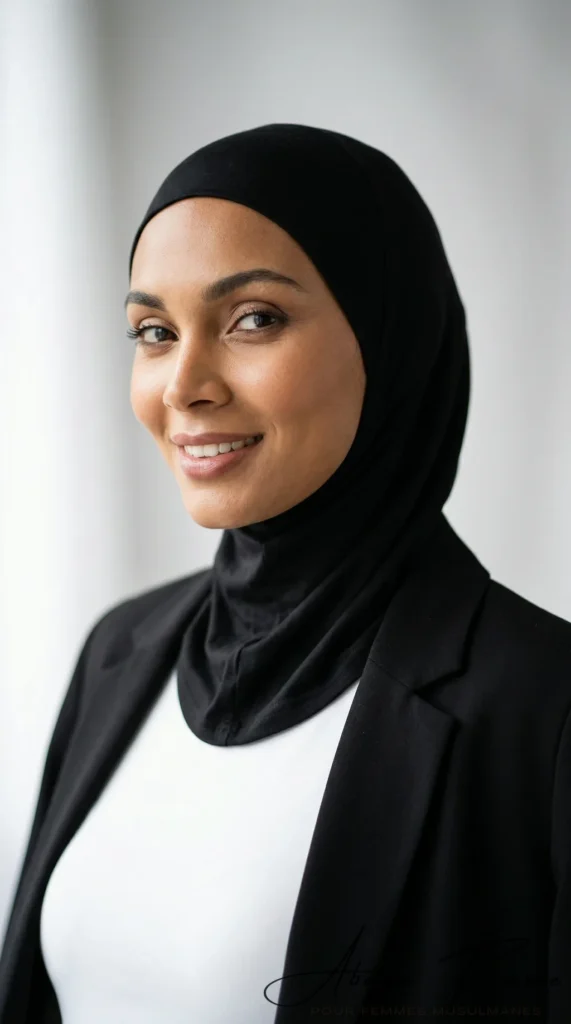 Black Neck Cover Bonnet - Studio Photo - Model Style: Hijabi