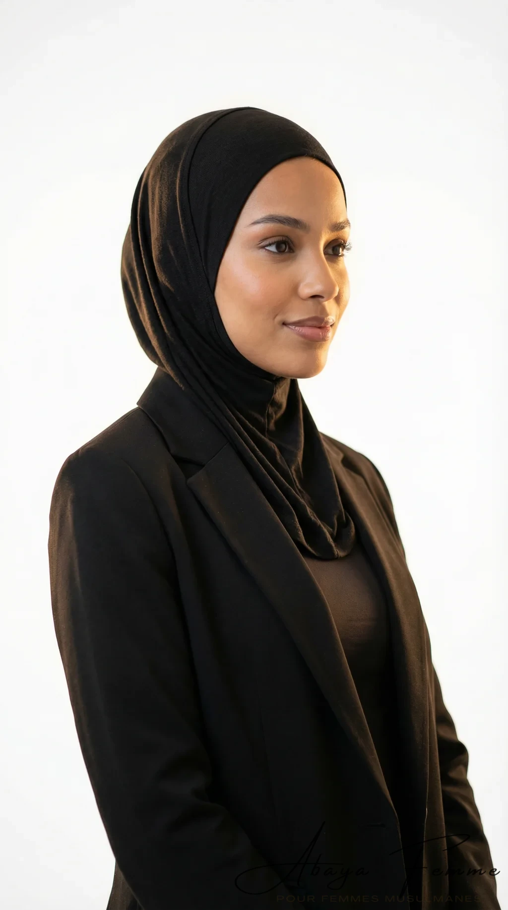 Bonnet Cache Cou Noir - Studio Photo - Model Style: Hijabi