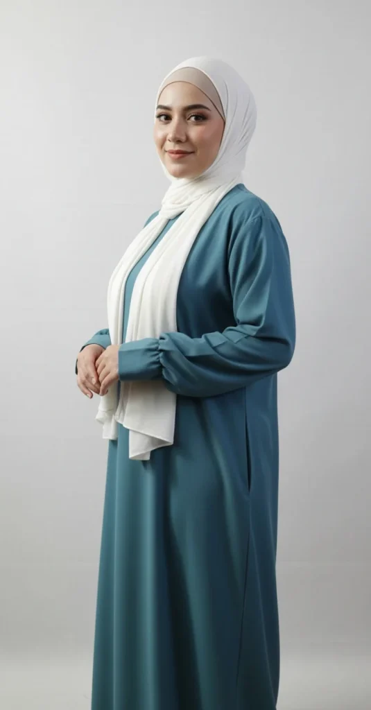 Abaya da donna verde acqua in seta di Medina