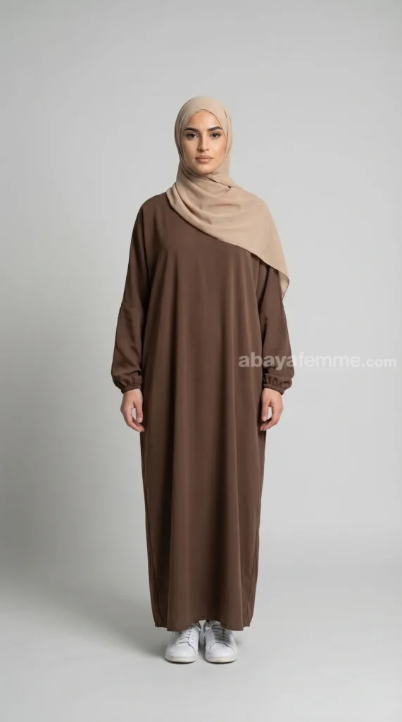Abaya Femme Marron Soie de Médine – view 2