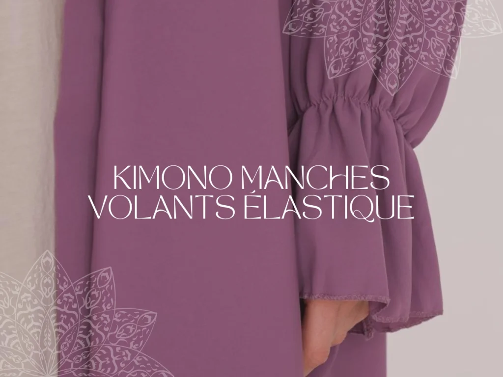 Kimono Beige en Soie de Médine 2 Kimono manches volants élastique