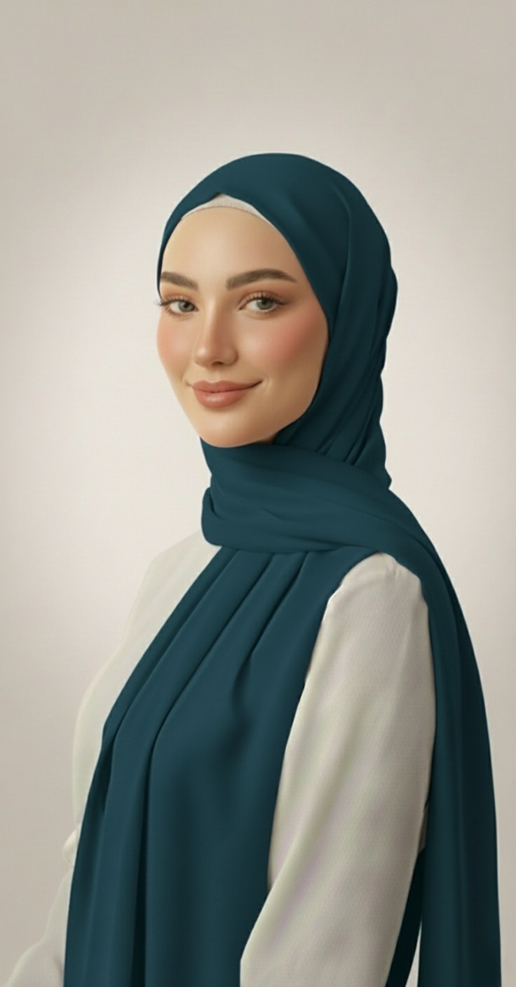 Hijab Soie de Médine Bleu Canard Hijab Soie de Médine Bleu Canard