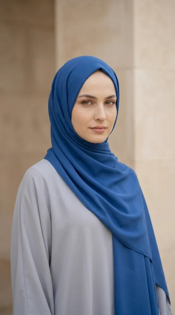 Blue Medina Silk Hijab 04