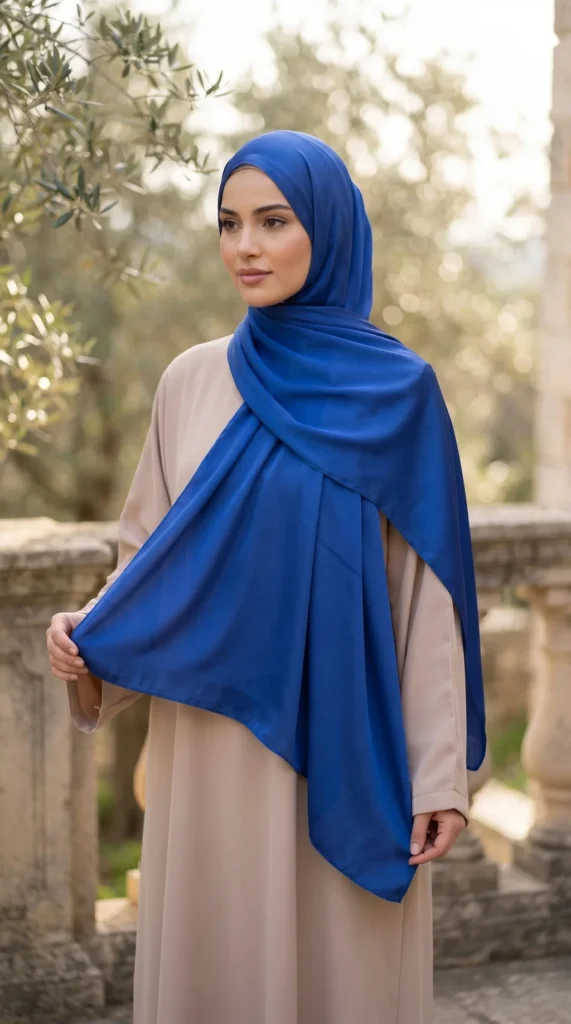 Blue Medina Silk Hijab 01