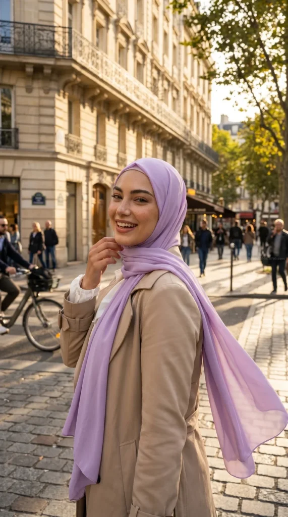 Hijab Soie de Médine Lilas – vue 2