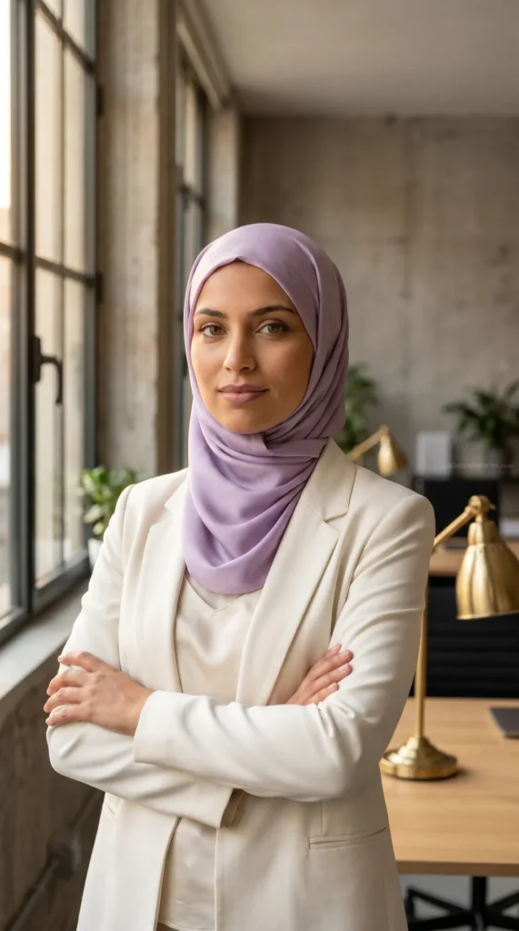 Hijab Soie de Médine Lilas – vue 1