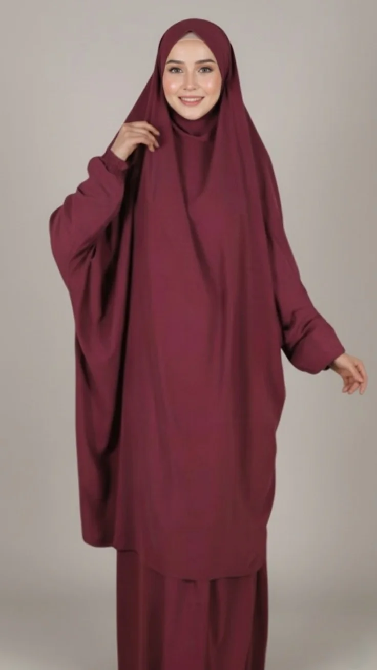 Jilbab-femme-2-pieces-Bordeaux-avec-Jupe916 Jilbab femme 2 pièces Bordeaux avec Jupe
