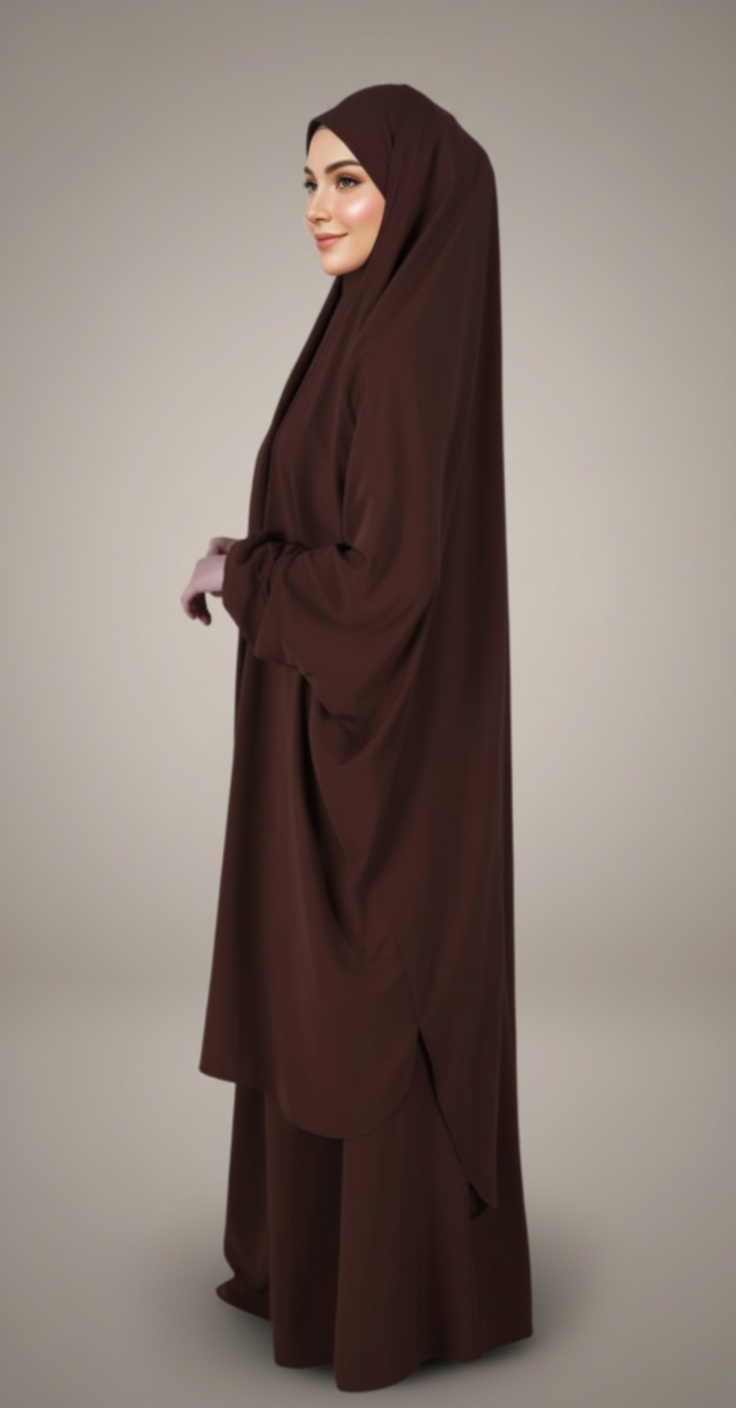 Jilbeb femme 2 pièces Marron avec Jupe Jilbeb femme 2 pièces Marron avec Jupe