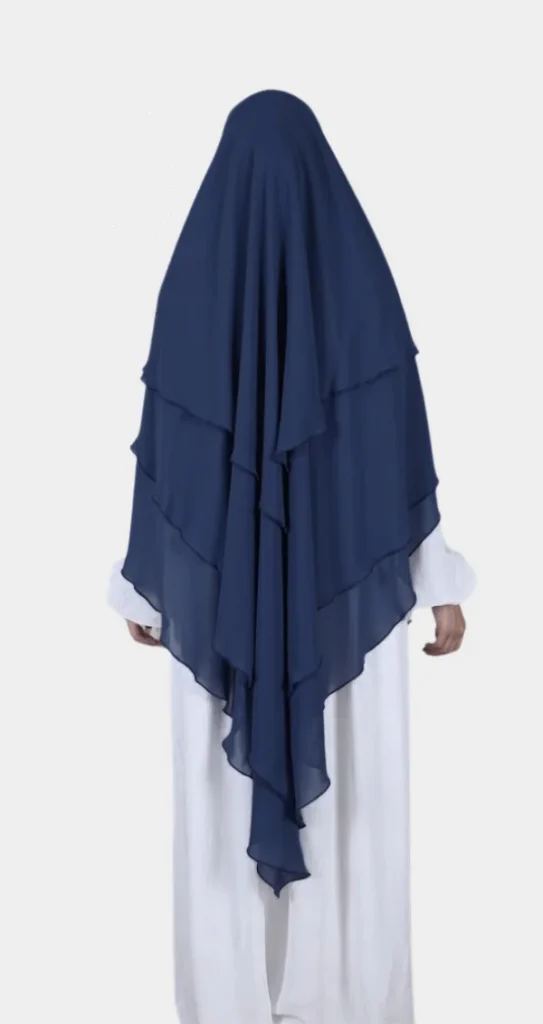 Affordable navy blue 3-veil khimar