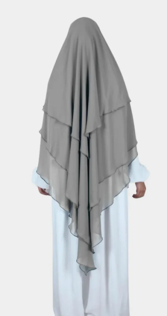 Khimar 3 Voiles Gris – vue 1