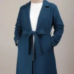 Manteau Long Ceinturé Vert Canard