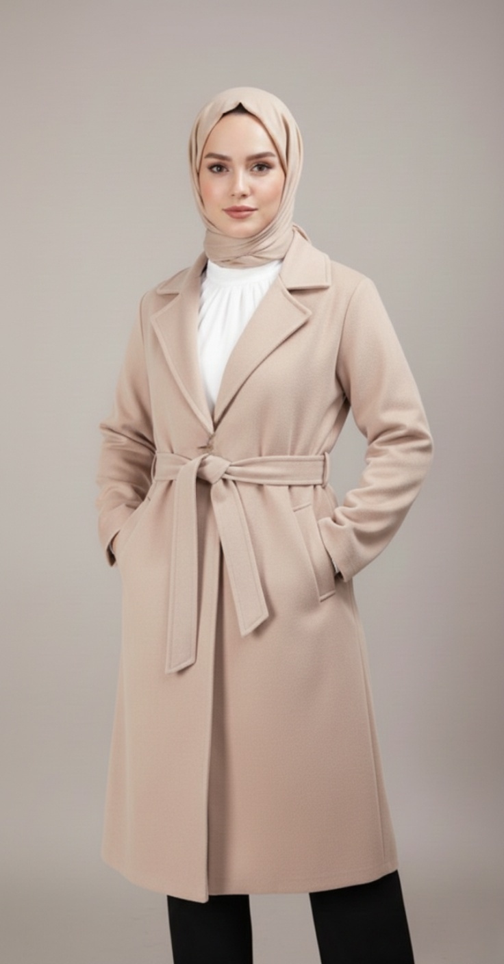 Manteau Long Femme Ceinturé Beige Manteau Long Femme Ceinturé Beige