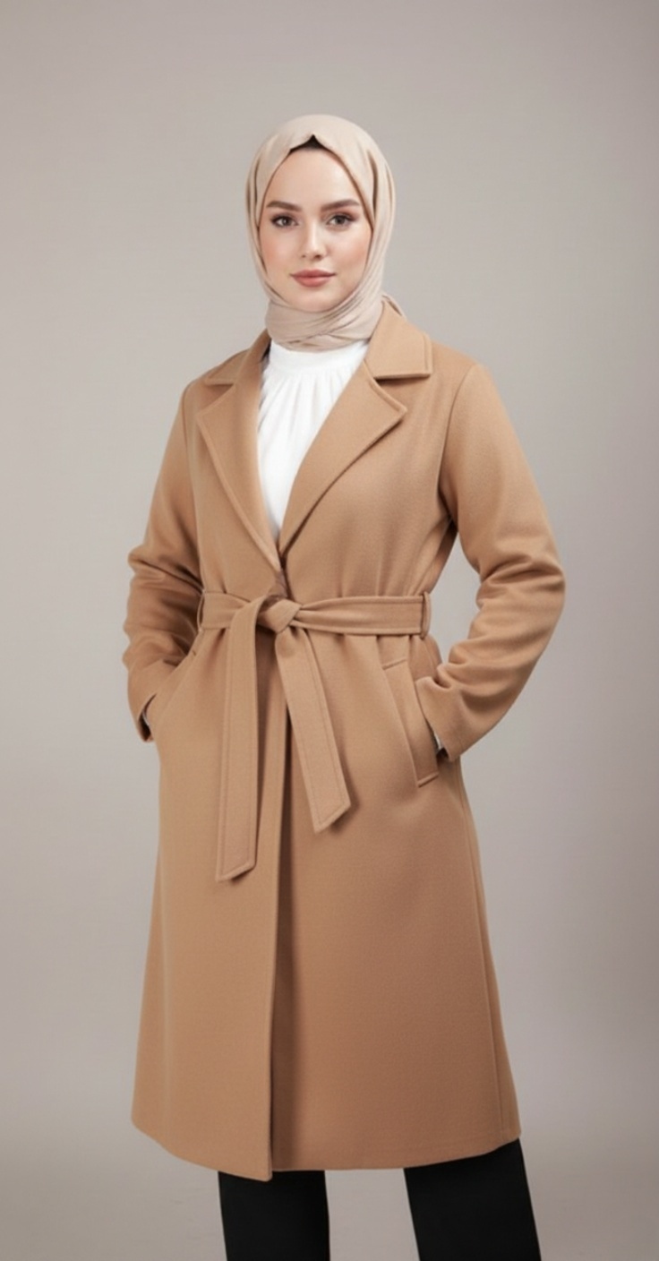 Manteau Long femme Cinturé camel Manteau Long femme Cinturé camel