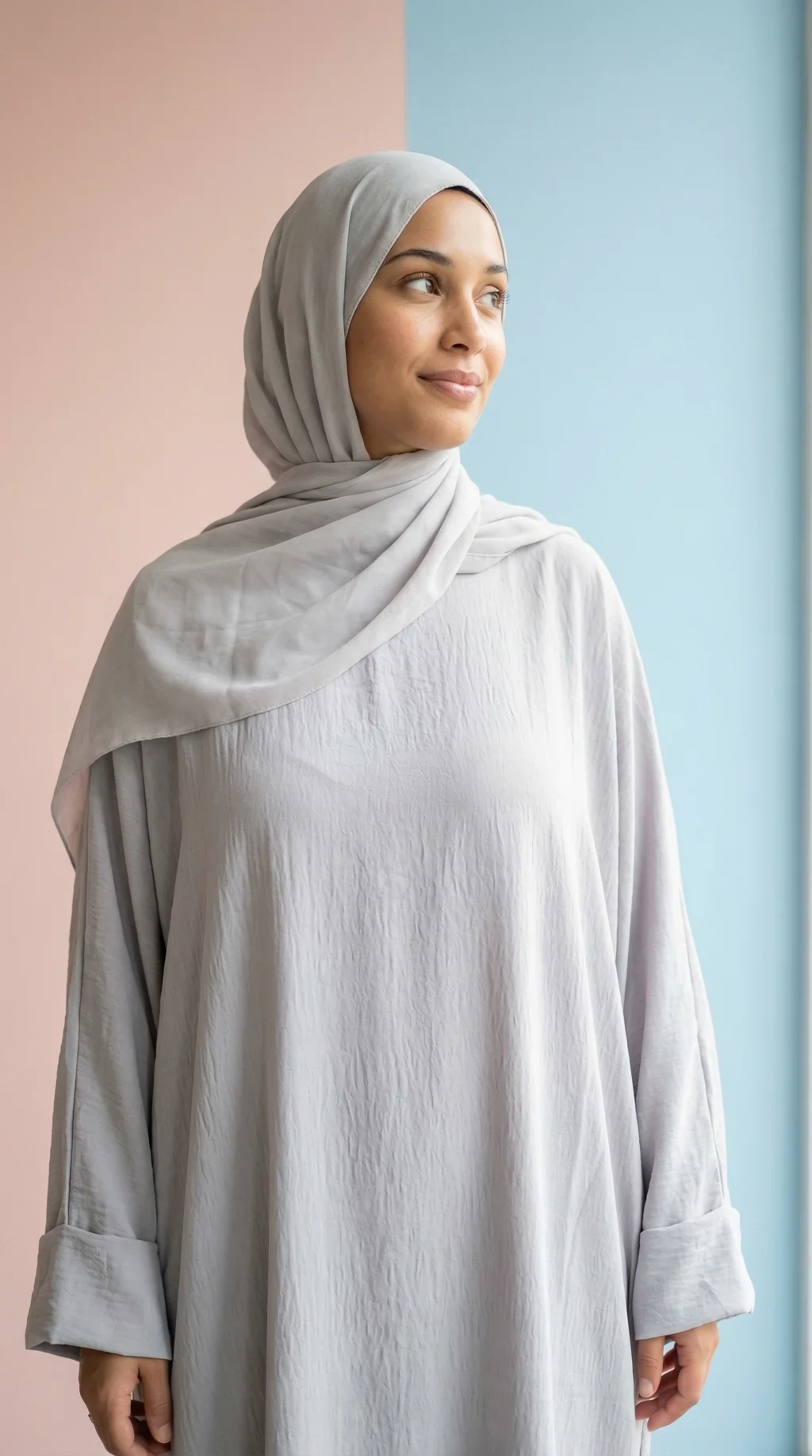 Abaya Papillon Grise - Minimal Photo - Model Style: Hijabi