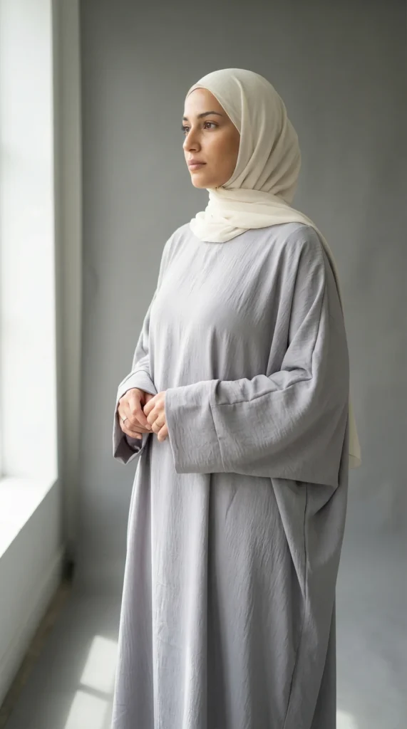 Grey Butterfly Abaya - Photo Studio - Model Style: Hijabi