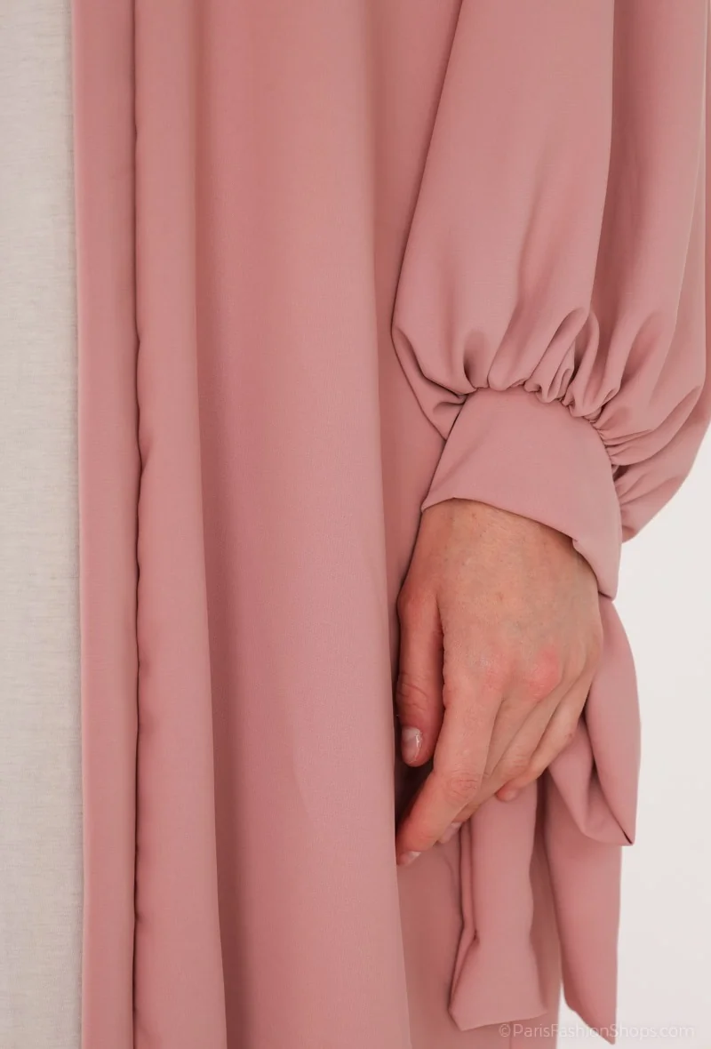 kimono abaya en soie de Médine Bleu Denim 2 kimono abaya long manches à nœud en soie de Médine