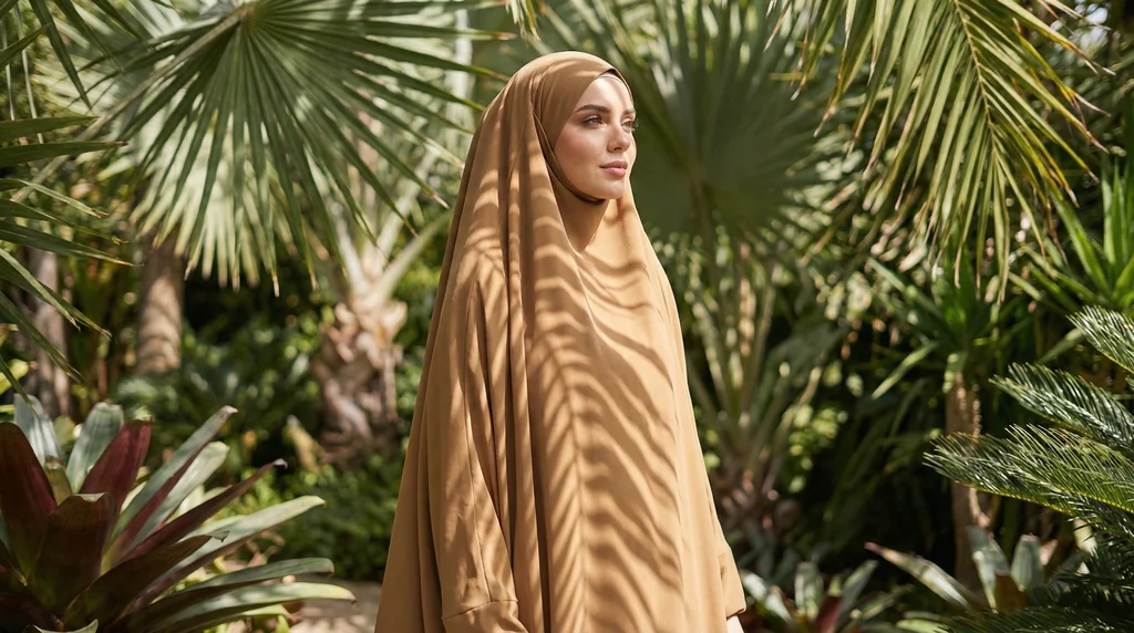 Jilbab femme 2 pièces Camel avec Jupe 1 Jilbab femme 2 pièces Camel avec Jupe - Garden Photo - Model Style: Hijabi