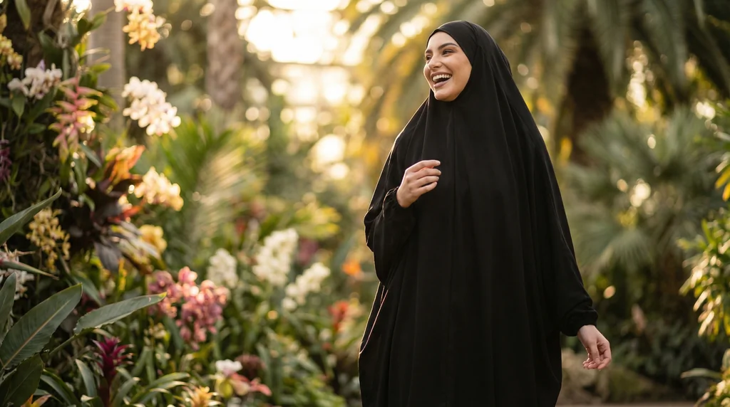 Jilbab femme 2 pièces Noir avec Jupe 1 Jilbab femme 2 pièces Noir avec Jupe - Garden Photo - Model Style: Hijabi