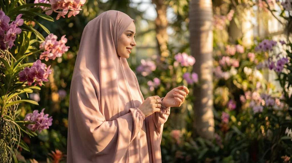 Jilbab femme 2 pièces nude avec Jupe 1 Jilbab femme 2 pièces nude avec Jupe - Garden Photo - Model Style: Hijabi