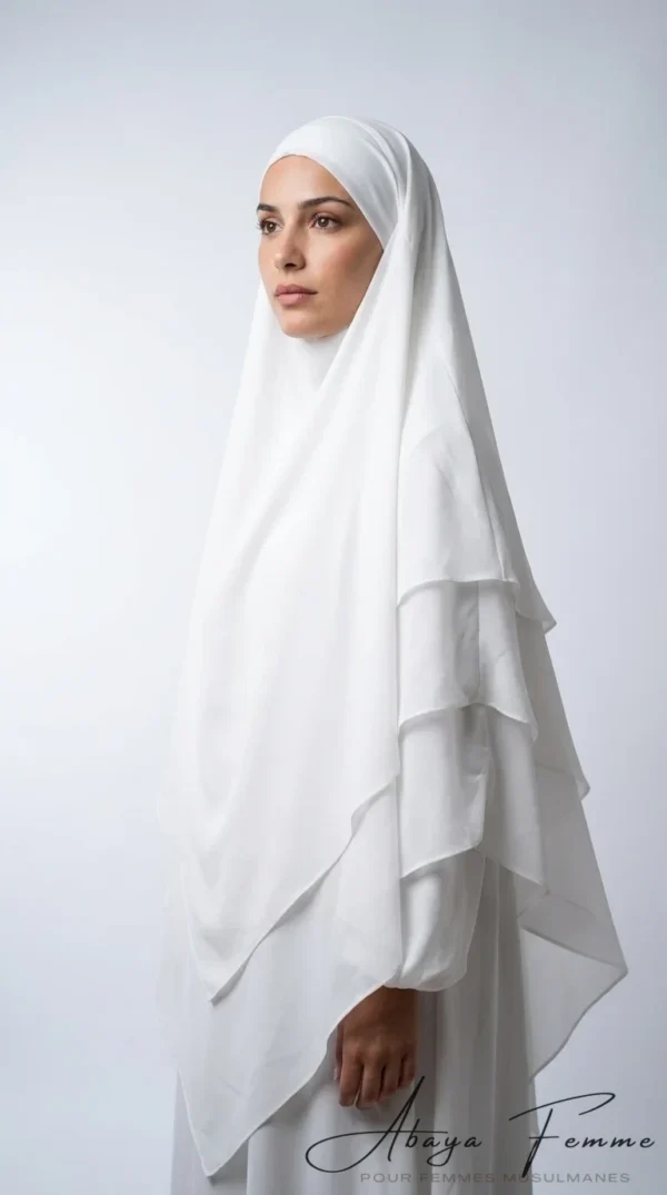 Khimar a 3 veli bianco