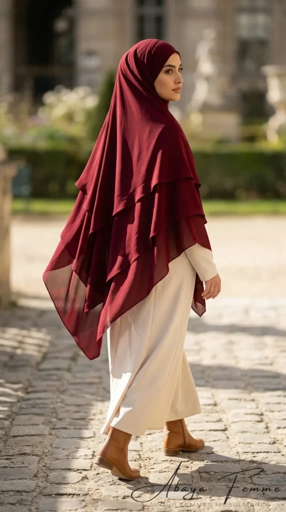 Khimar 3 Voiles Bordeaux – vista 2
