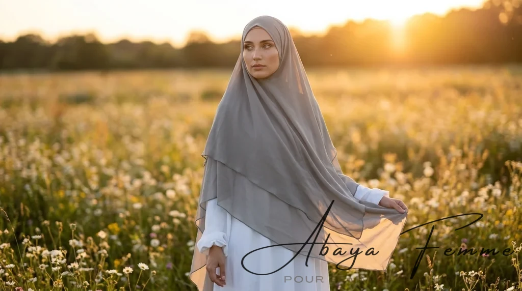 Khimar 3 Voiles Gris 1 Khimar 3 Voiles Gris