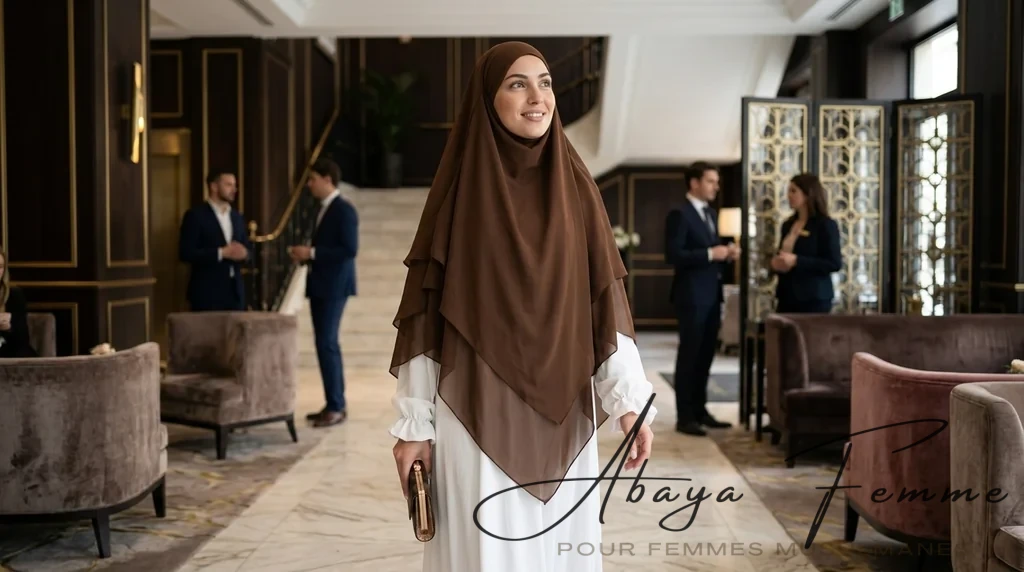 Khimar 3 Voiles Marron 1 Khimar 3 Voiles Marron