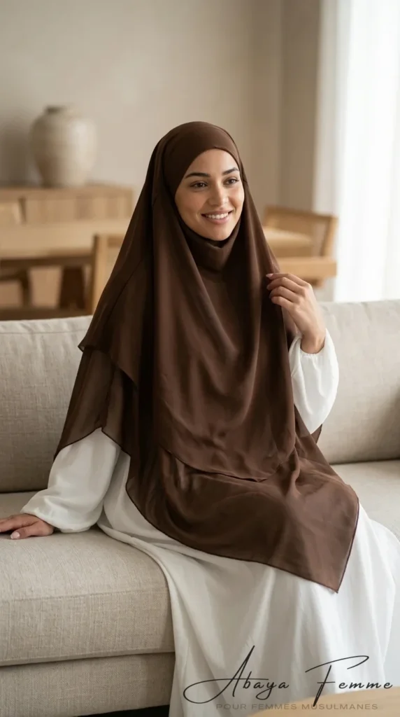 Khimar 3 Voiles Marron – vista 3