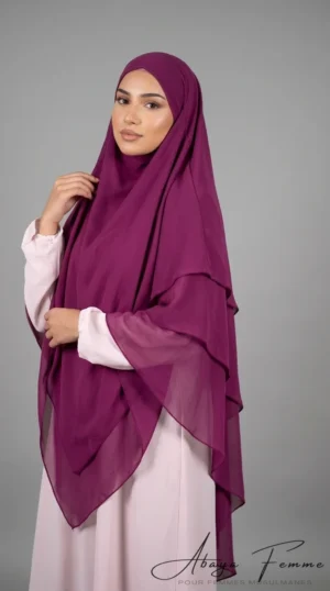 Khimar 3 Voiles Mauve - Studio Photo - Model Style: Hijabi