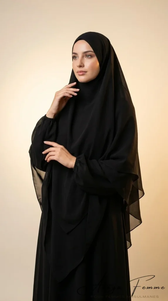 Khimar 3 Voiles Noir – vista 2